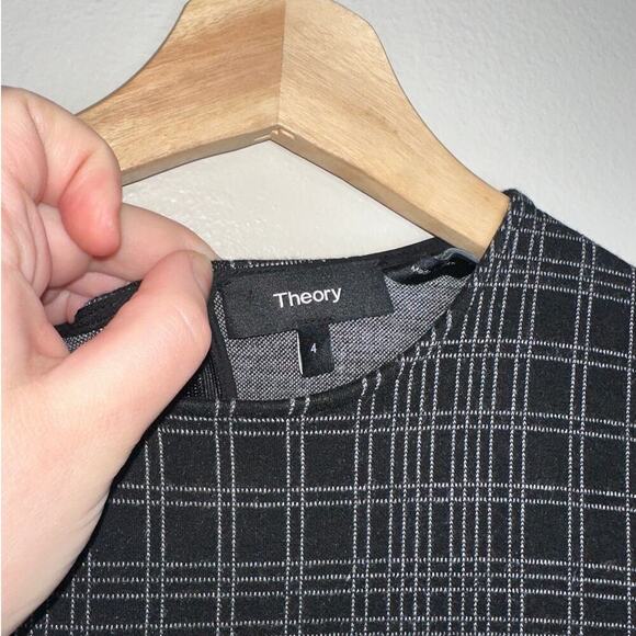 Theory Rijik Plaid Short Sleeve Career Dress Black White Size 4 - Picture 4 of 7